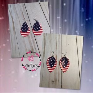Faux Leather Patriotic Earrings
